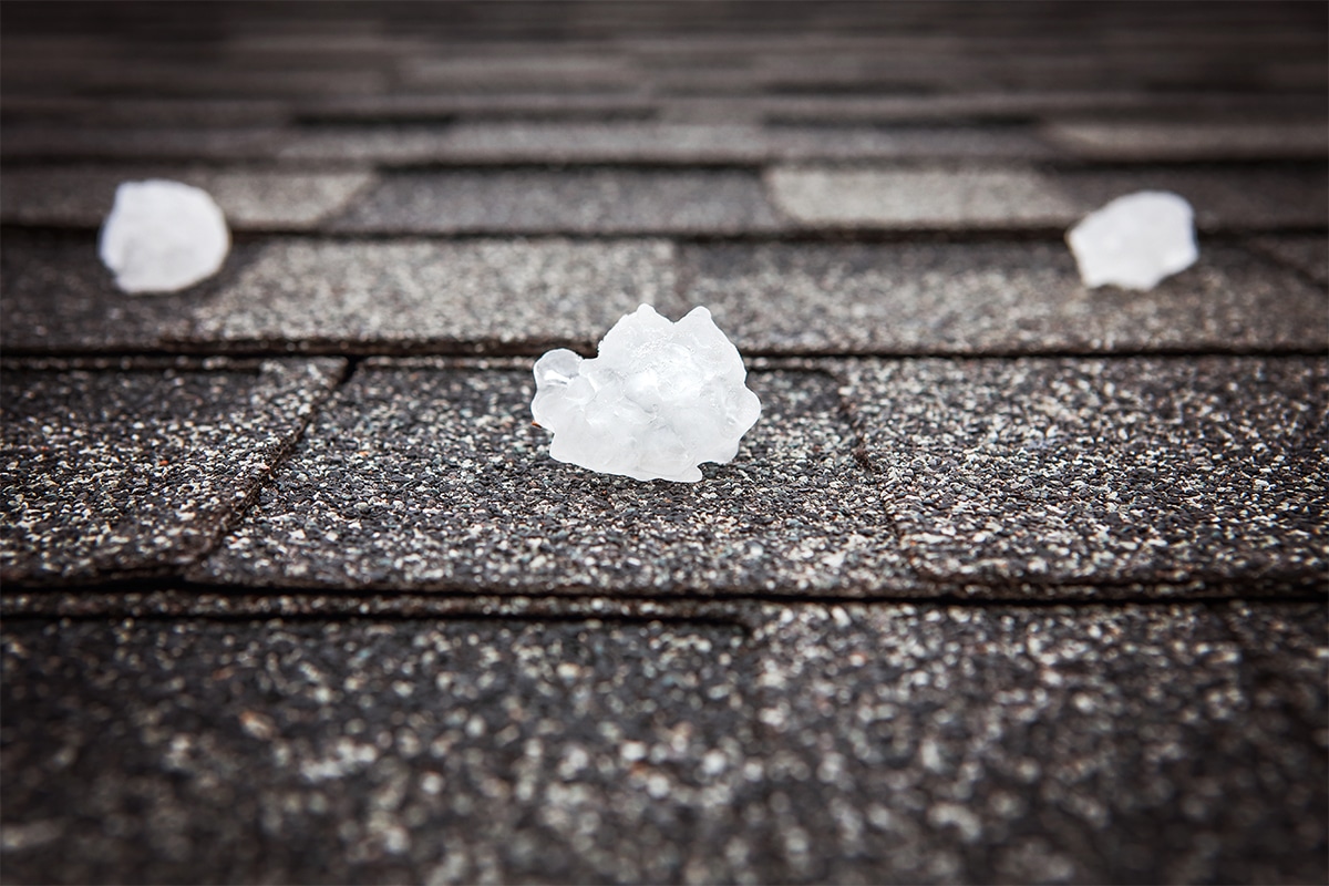 Hail Pellets Sitting On A Roof