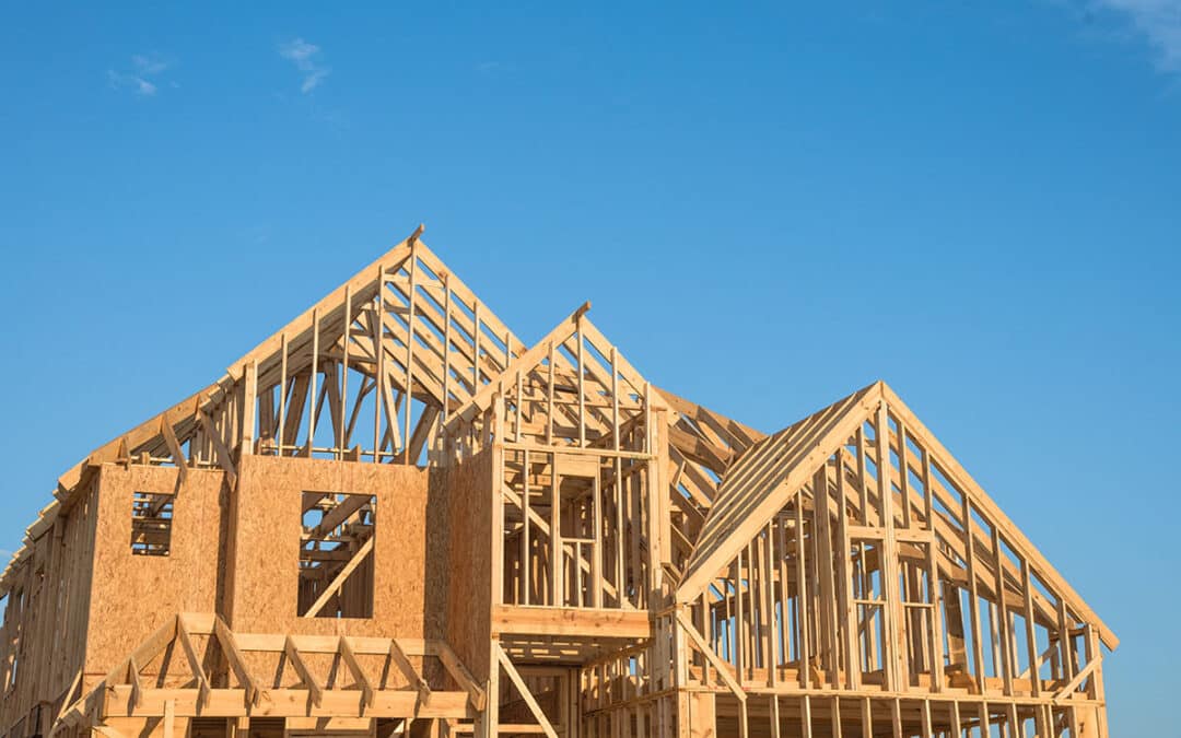 Wooden framing of house walls and roof